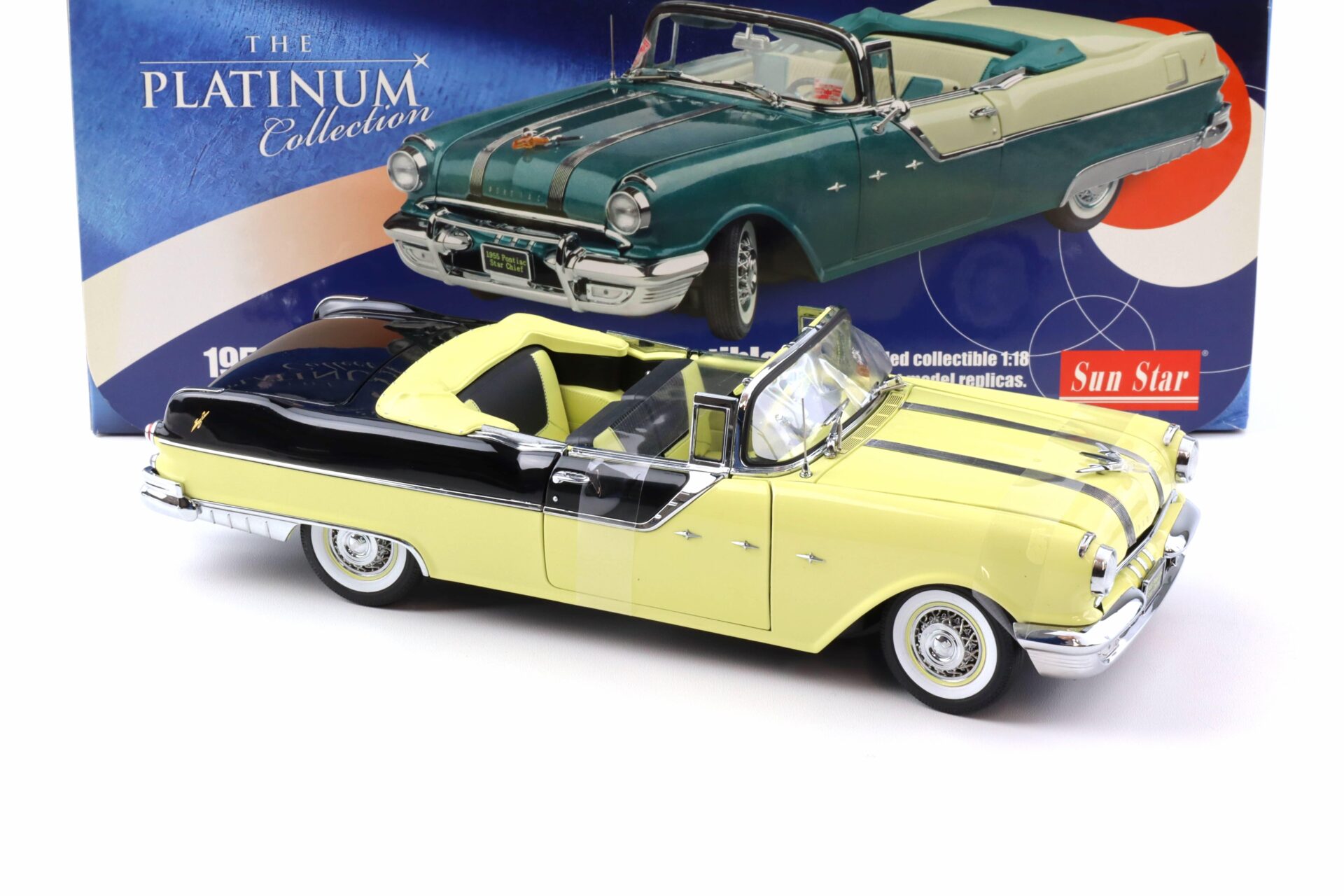 1:18 Sun Star 1955 Pontiac Star Chief Convertible raven black / avalon yellow