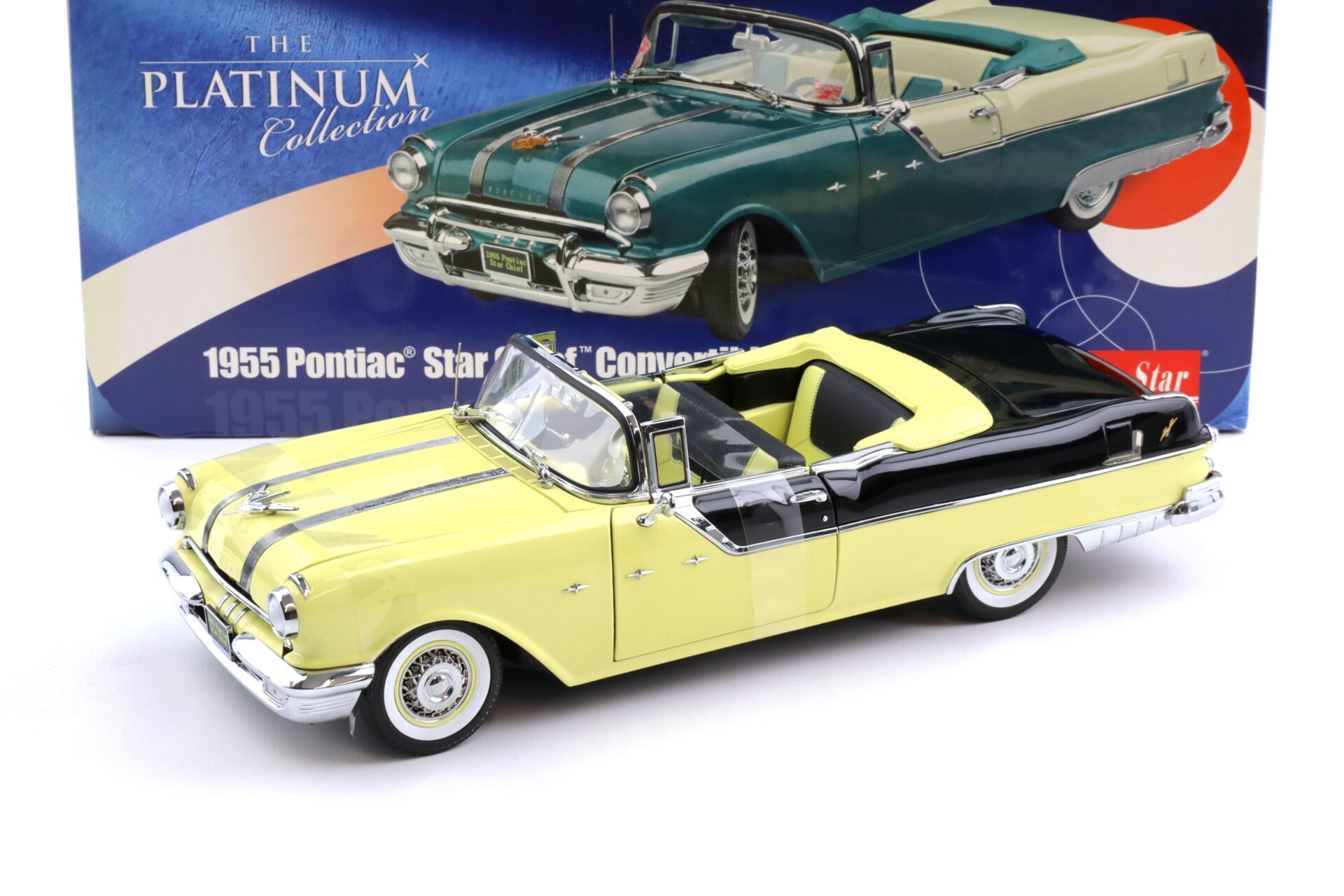1:18 Sun Star 1955 Pontiac Star Chief Convertible raven black / avalon yellow