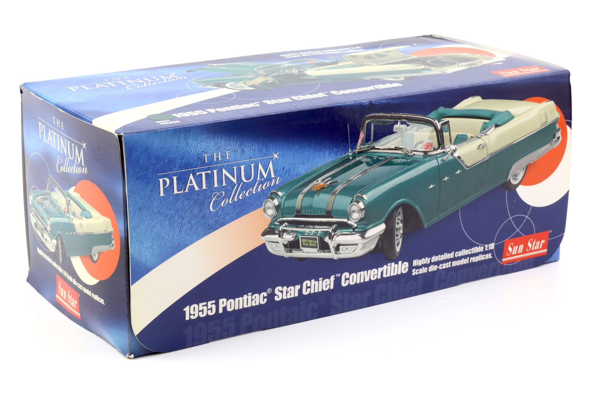 1:18 Sun Star 1955 Pontiac StarChief Convertible white mist / turquoise blue poly