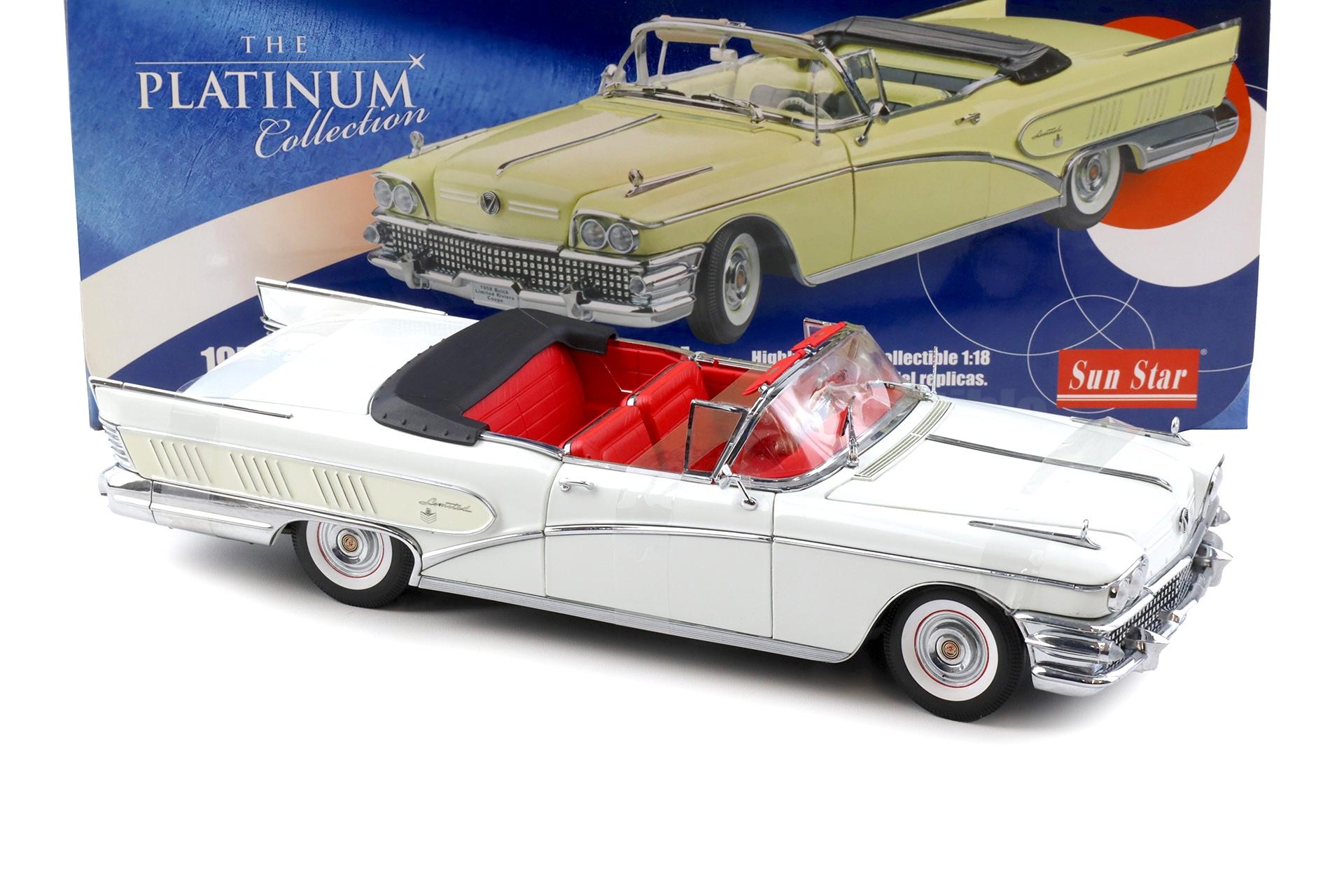 1:18 Sun Star 1958 Buick Limited Open Convertible glacier white