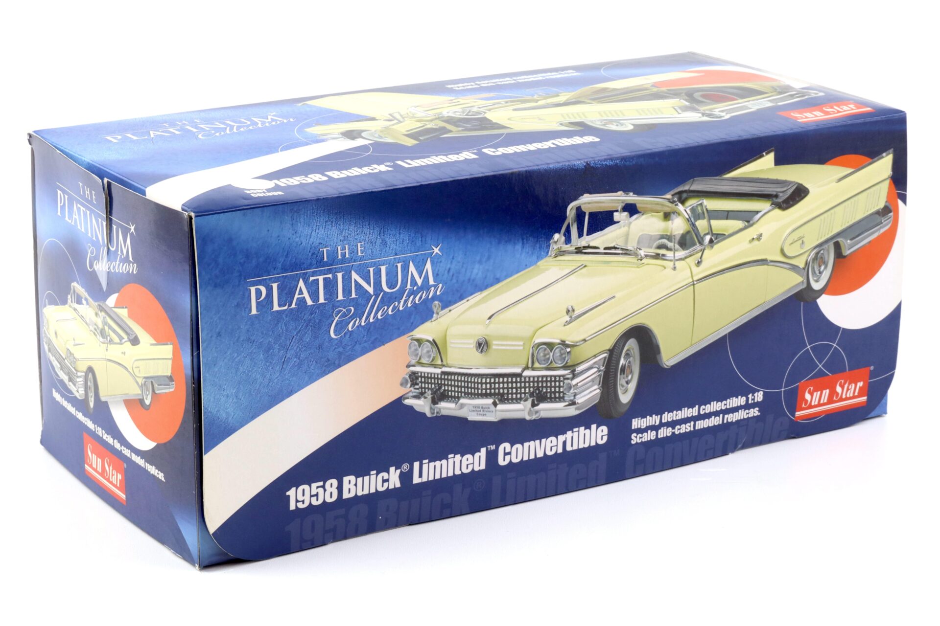 1:18 Sun Star 1958 Buick Limited Open Convertible glacier white