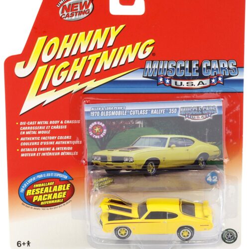 1:64 Johnny Lightning 1970 Oldsmobile Cutlass Rallye 350 yellow Muscle Cars U.S.A.