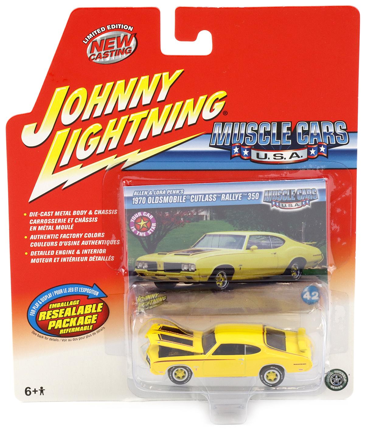 1:64 Johnny Lightning 1970 Oldsmobile Cutlass Rallye 350 yellow Muscle Cars U.S.A.