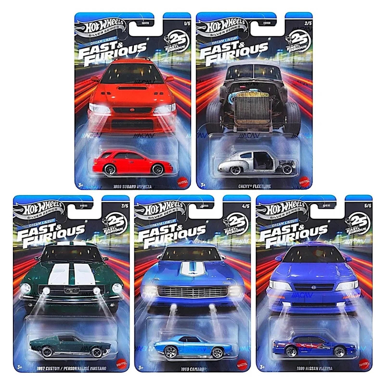 1:64 Hot Wheels 2026 Fast & Furious Dream Lineup SET 5 pcs. 979N Chevy, Subaru