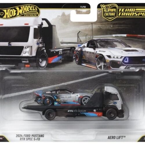 1:64 Hot Wheels Premium 2026 Team Transport JHX92 Ford Mustang RTR + Aero Lift