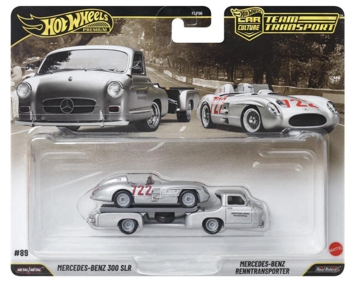 1:64 Hot Wheels Premium 2026 Team Transport JHX90 Mercedes 300 SLR + Renntransporter