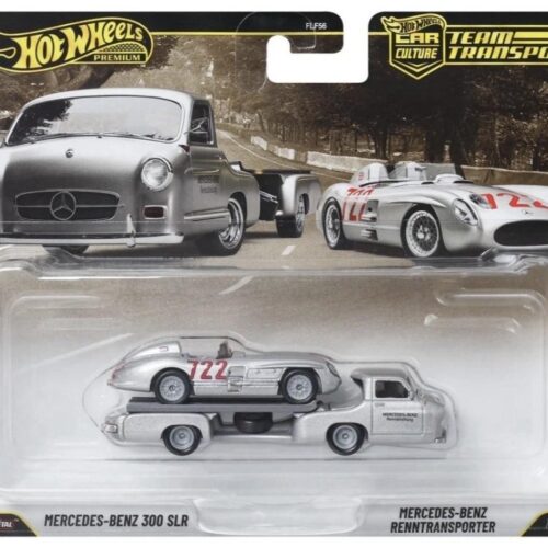 1:64 Hot Wheels Premium 2026 Team Transport JHX90 Mercedes 300 SLR + Renntransporter