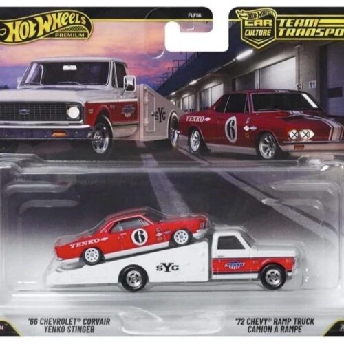 1:64 Hot Wheels Premium 2026 Team Transport JHX91 Chevrolet Corvair + Chevy Ramp Truck