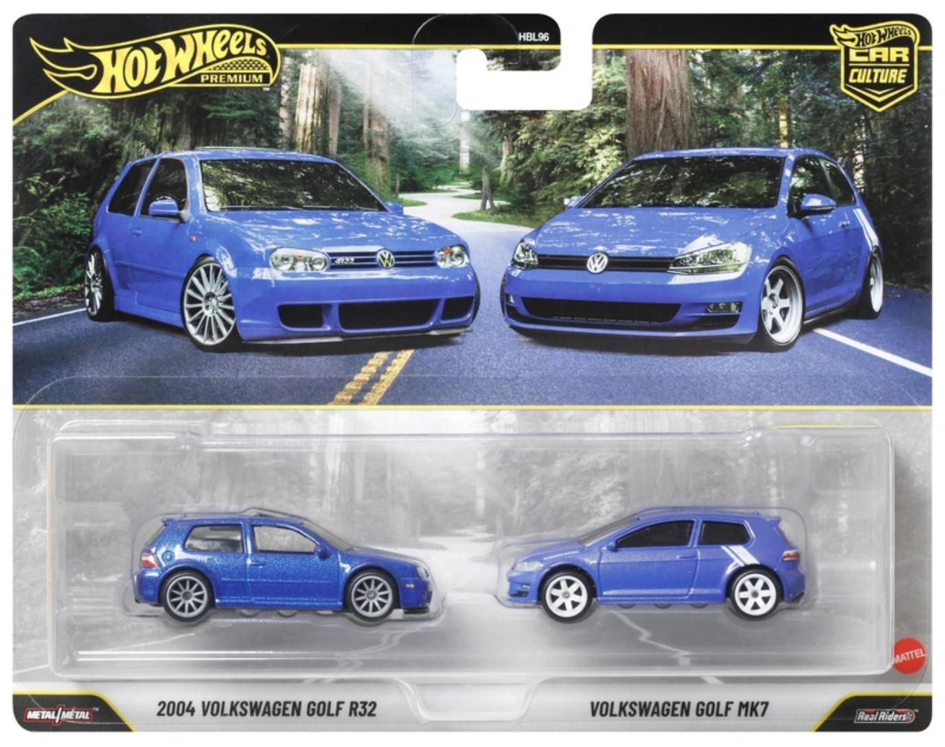 1:64 Hot Wheels 2026 Premium 2-Pack 979V VW Golf R32 + VW Golf MK7 blue