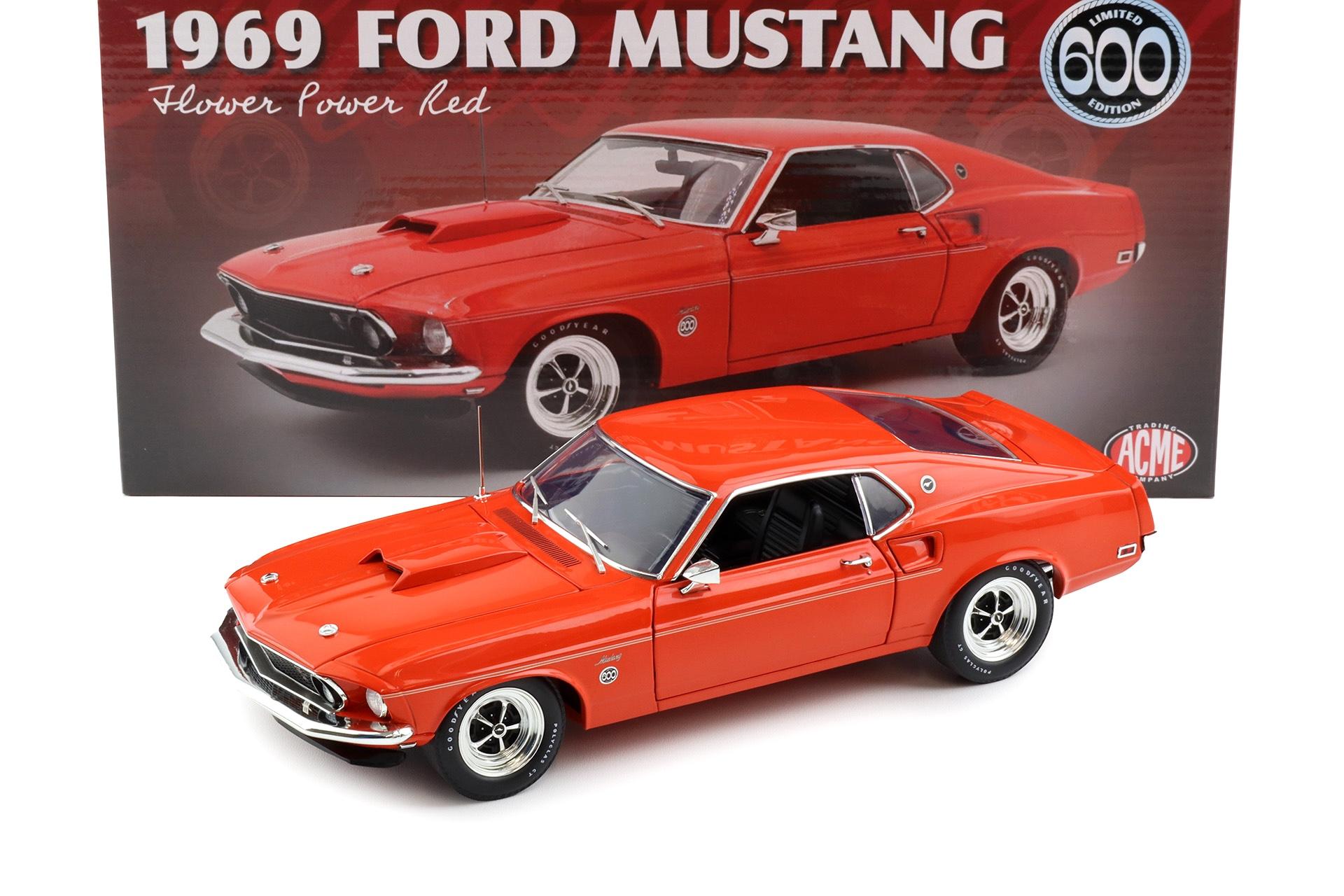 1:18 ACME 1969 Ford Mustang 600 Coupe Flower Power red/orange Limited