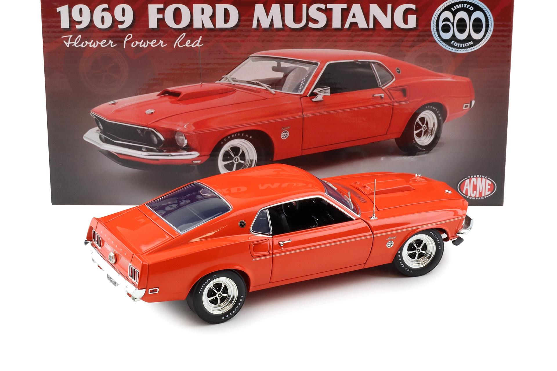 1:18 ACME 1969 Ford Mustang 600 Coupe Flower Power red/orange Limited