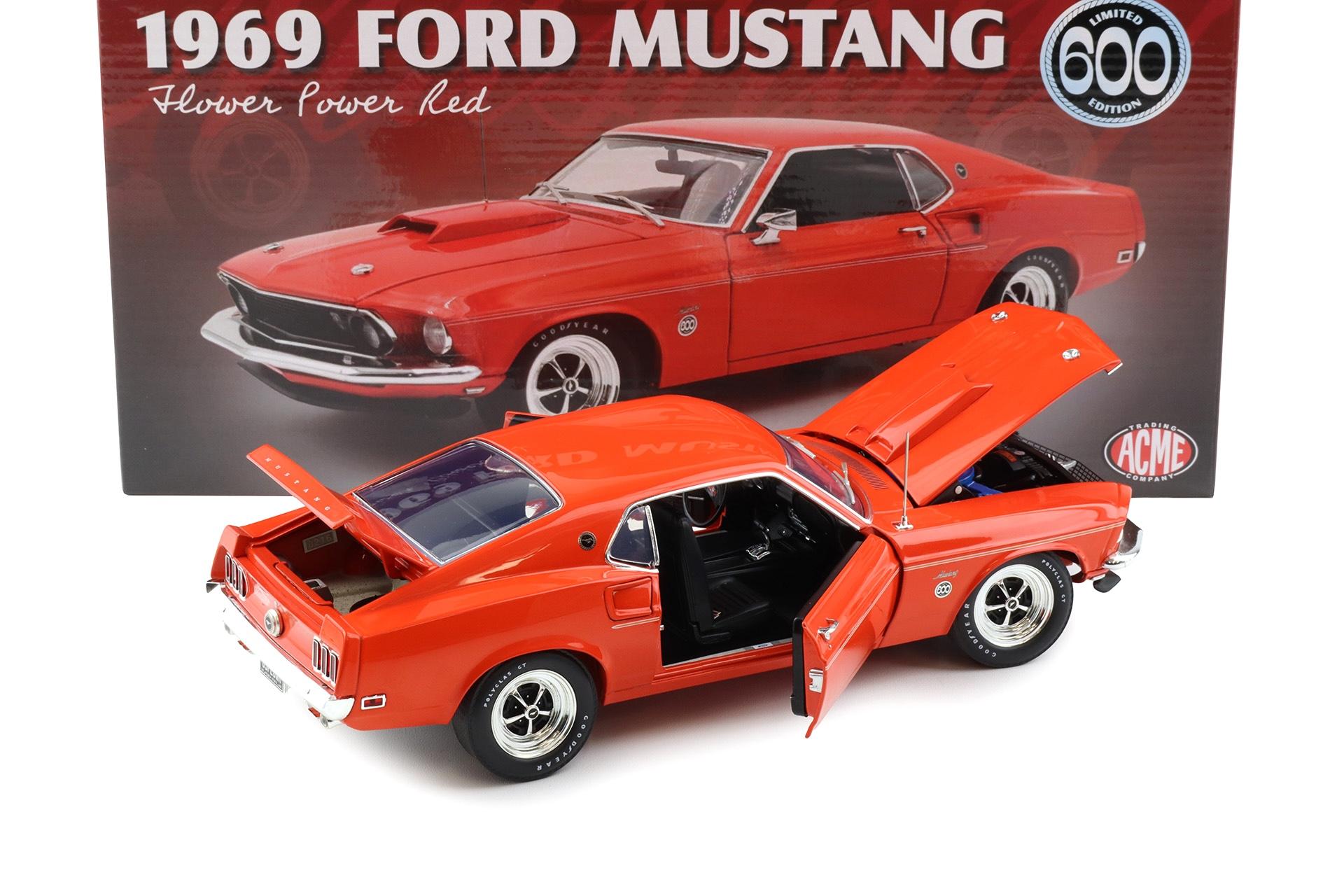 1:18 ACME 1969 Ford Mustang 600 Coupe Flower Power red/orange Limited