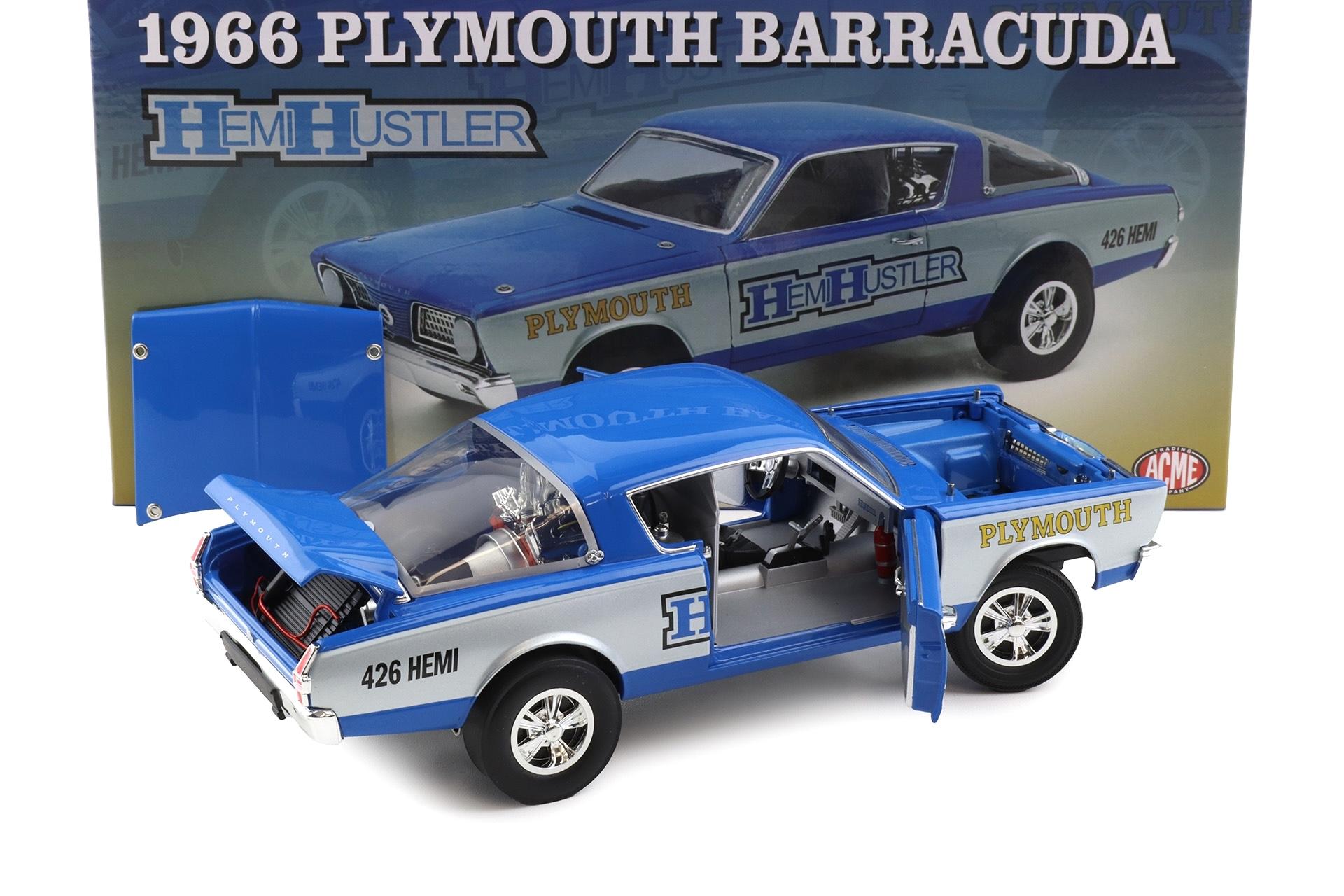 1:18 ACME 1966 Plymouth Barracuda 426 Hemi Hustler blue/ grey