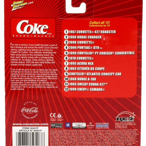 1:64 Johnny Lightning 1967 Corvette 427 roadster black Coca Cola Brand