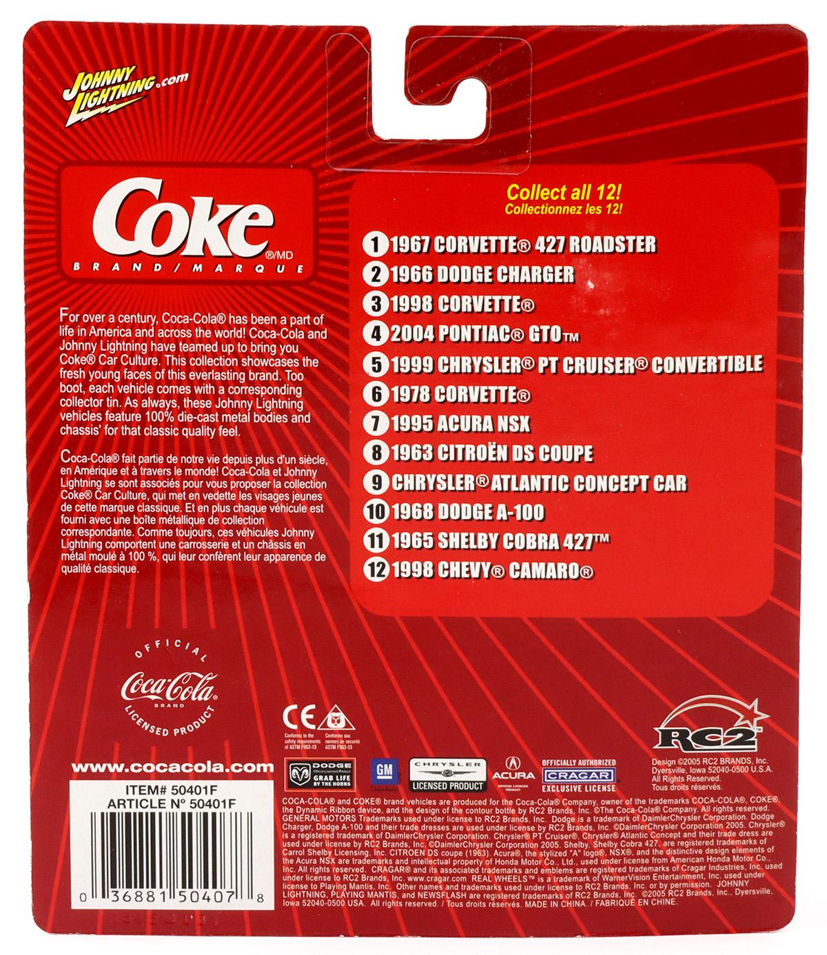 1:64 Johnny Lightning 1967 Corvette 427 roadster black Coca Cola Brand