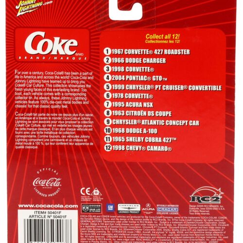 1:64 Johnny Lightning 1966 Dodge Charger red Coca Cola Brand