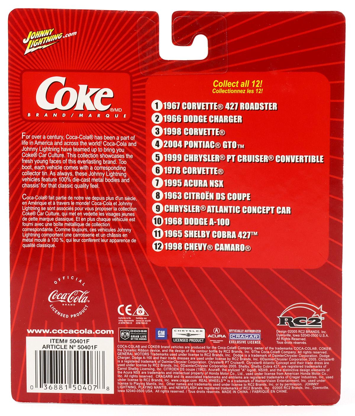 1:64 Johnny Lightning 1966 Dodge Charger red Coca Cola Brand