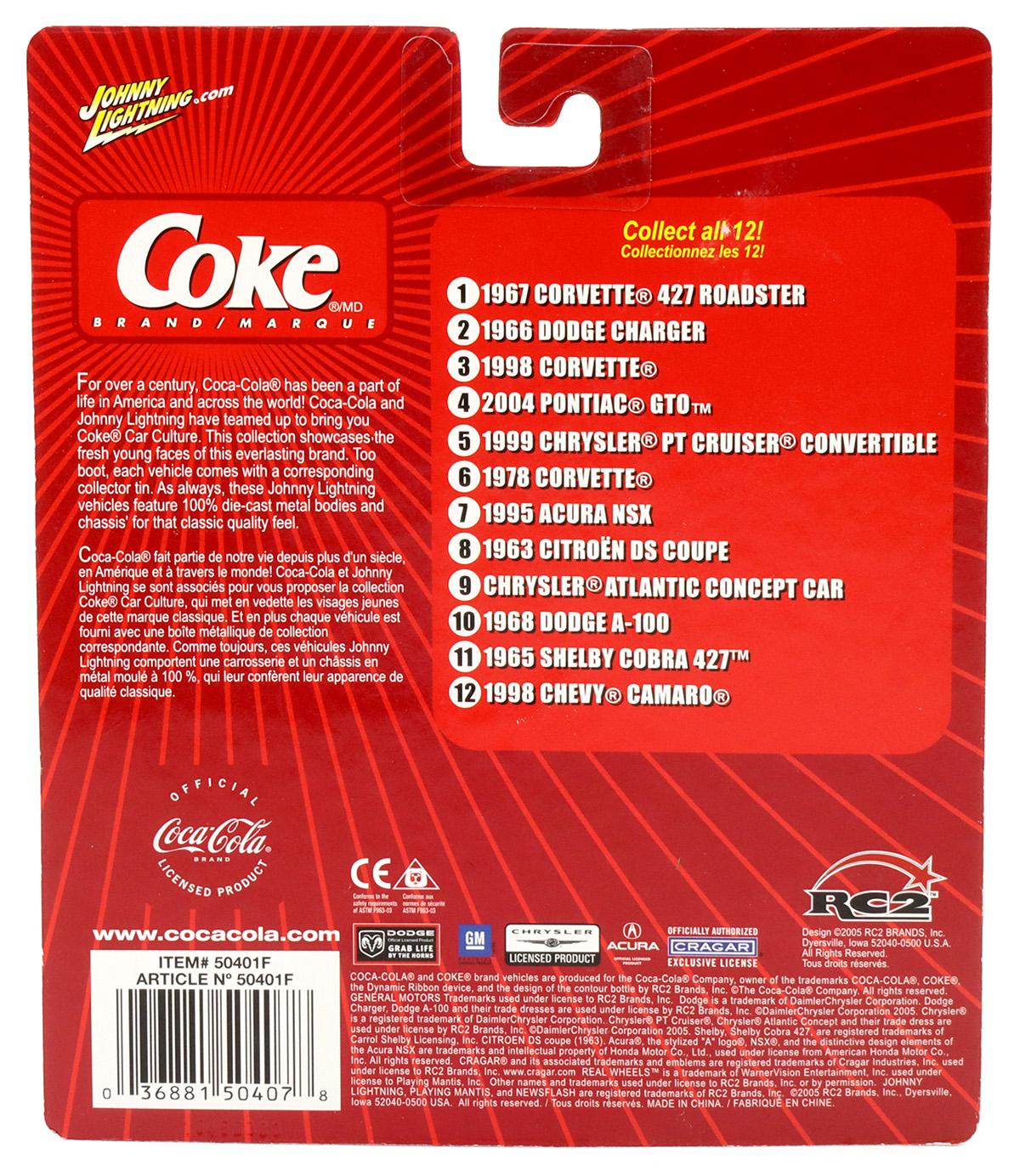 1:64 Johnny Lightning 1999 Chrysler PT Cruiser red Coca Cola Brand