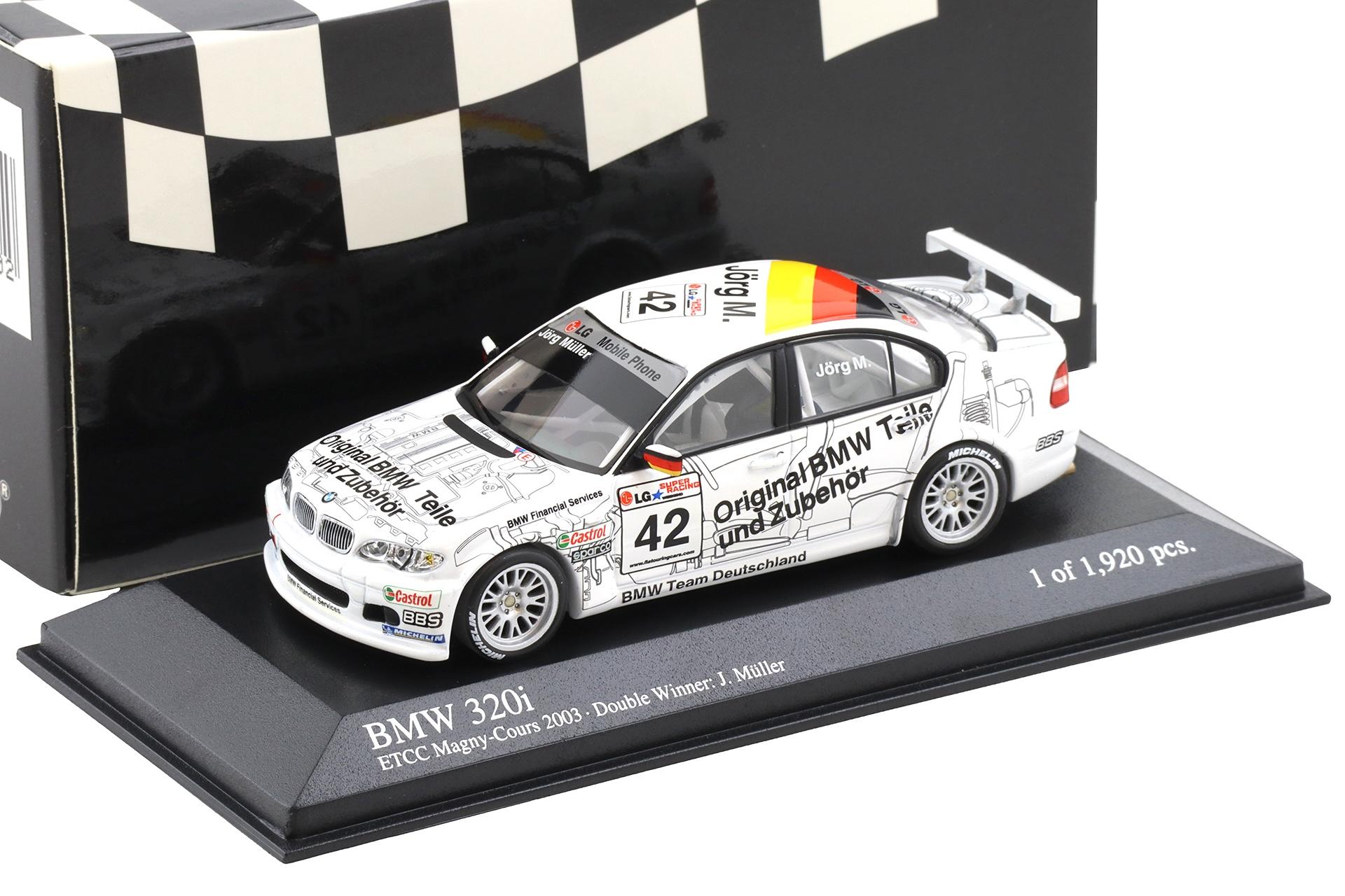 1:43 Minichamps BMW 320i E46 Team Deutschland ETCC Magny Cours 03 Winner Müller