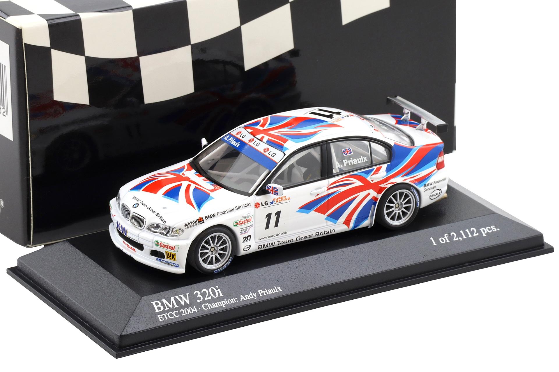 1:43 Minichamps BMW 320i E46 Team UK ETCC 2004 Champion Priaulx #11