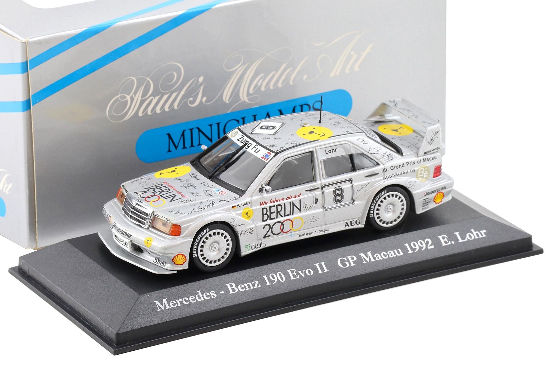 1:43 Minichamps Mercedes 190E EVO 2 AMG Berlin 2000 GP Macau 1992 E.Lohr #8