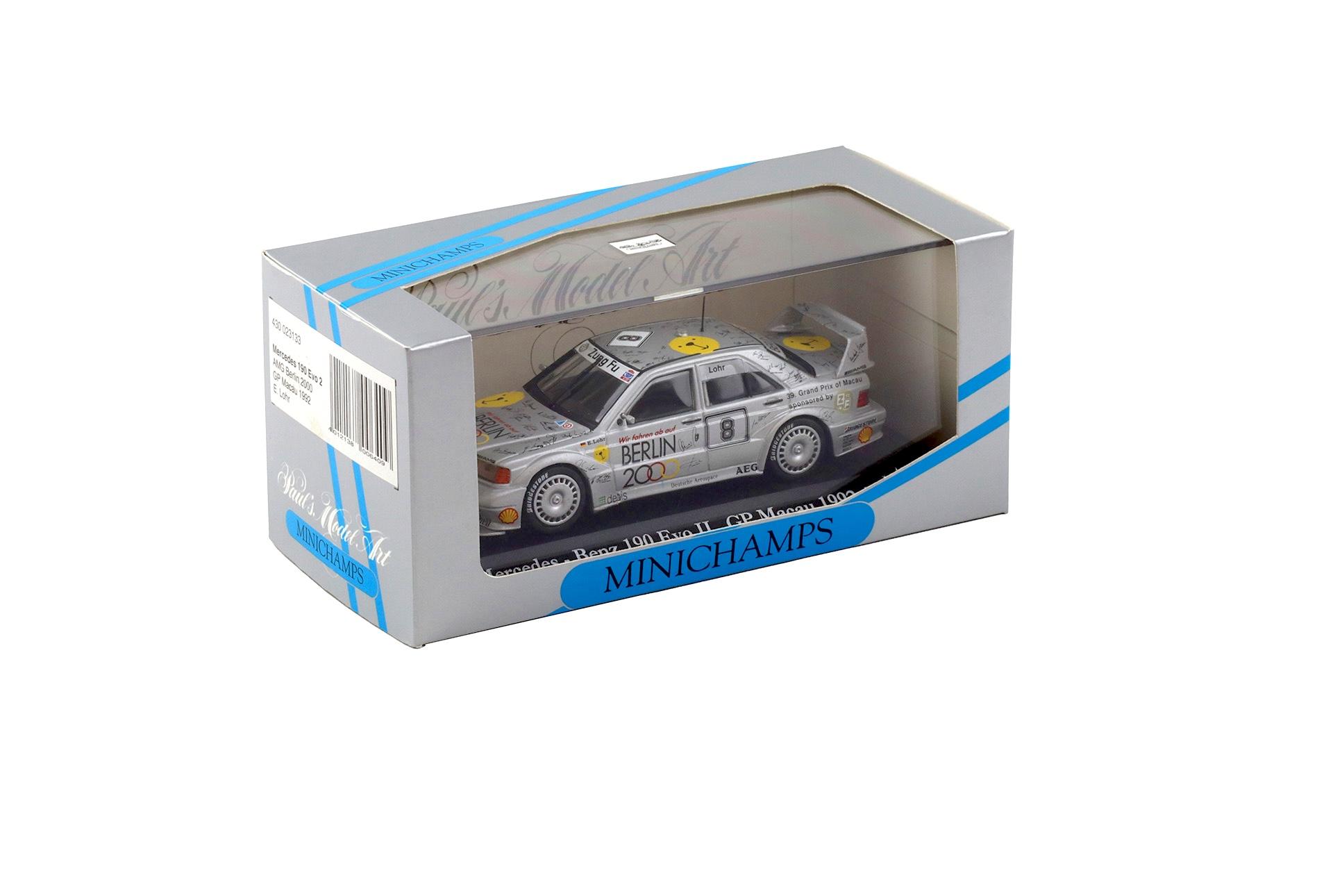 1:43 Minichamps Mercedes 190E EVO 2 AMG Berlin 2000 GP Macau 1992 E.Lohr #8