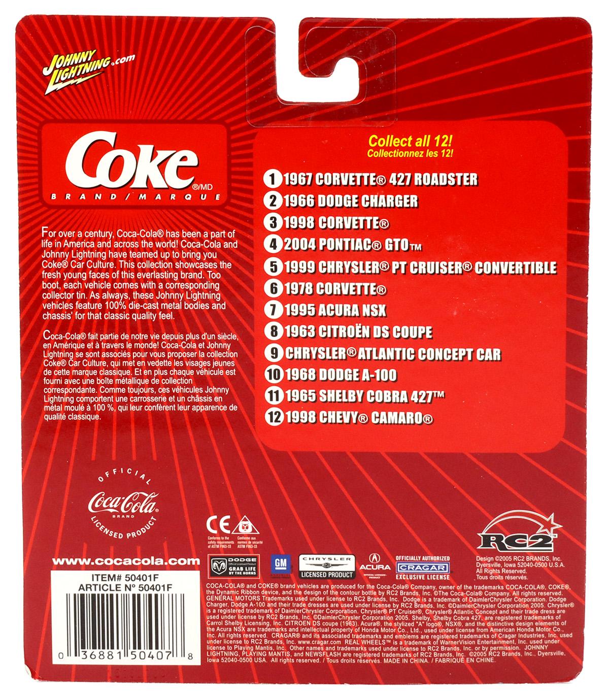 1:64 Johnny Lightning 1998 Chevy Camaro red Coca Cola Brand