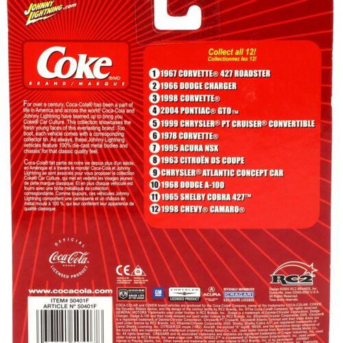 1:64 Johnny Lightning 1965 Shelby Cobra 427 red Coca Cola Brand