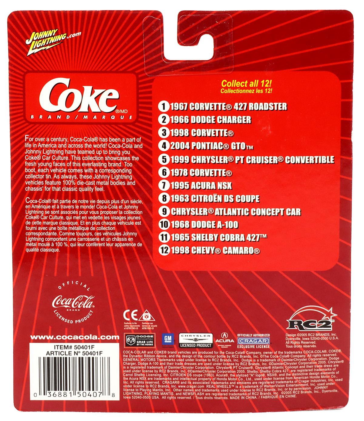 1:64 Johnny Lightning 1965 Shelby Cobra 427 red Coca Cola Brand