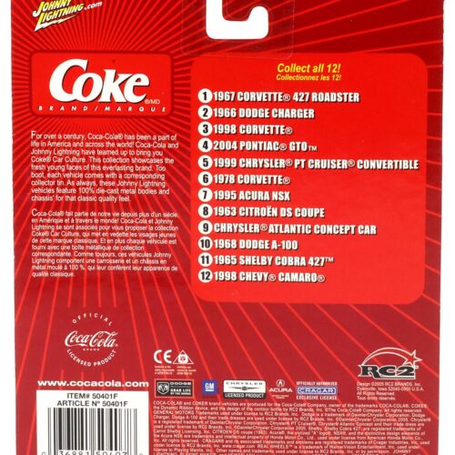 1:64 Johnny Lightning 1963 Citroen DS Coupe red Coca Cola Brand