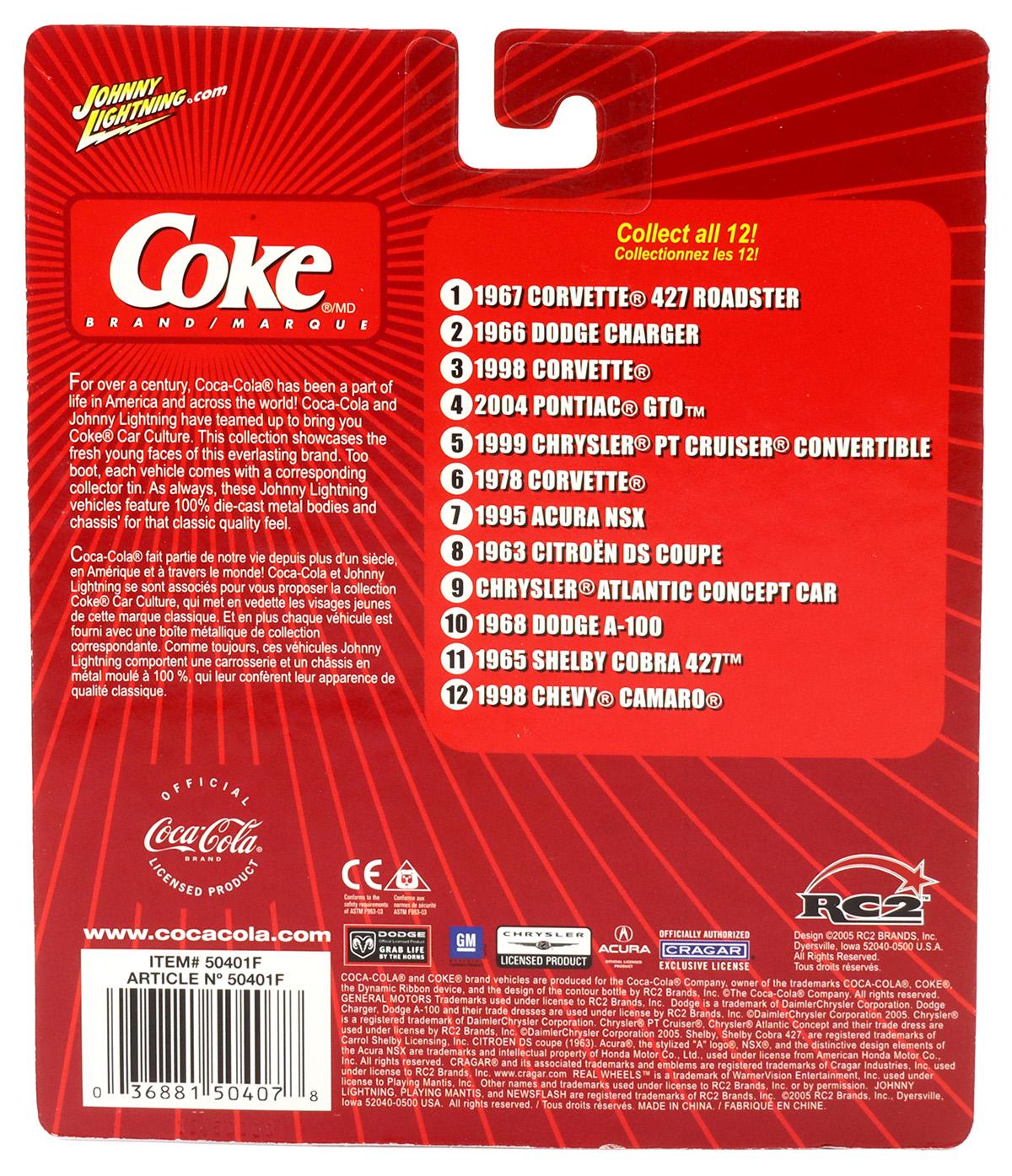 1:64 Johnny Lightning 1963 Citroen DS Coupe red Coca Cola Brand