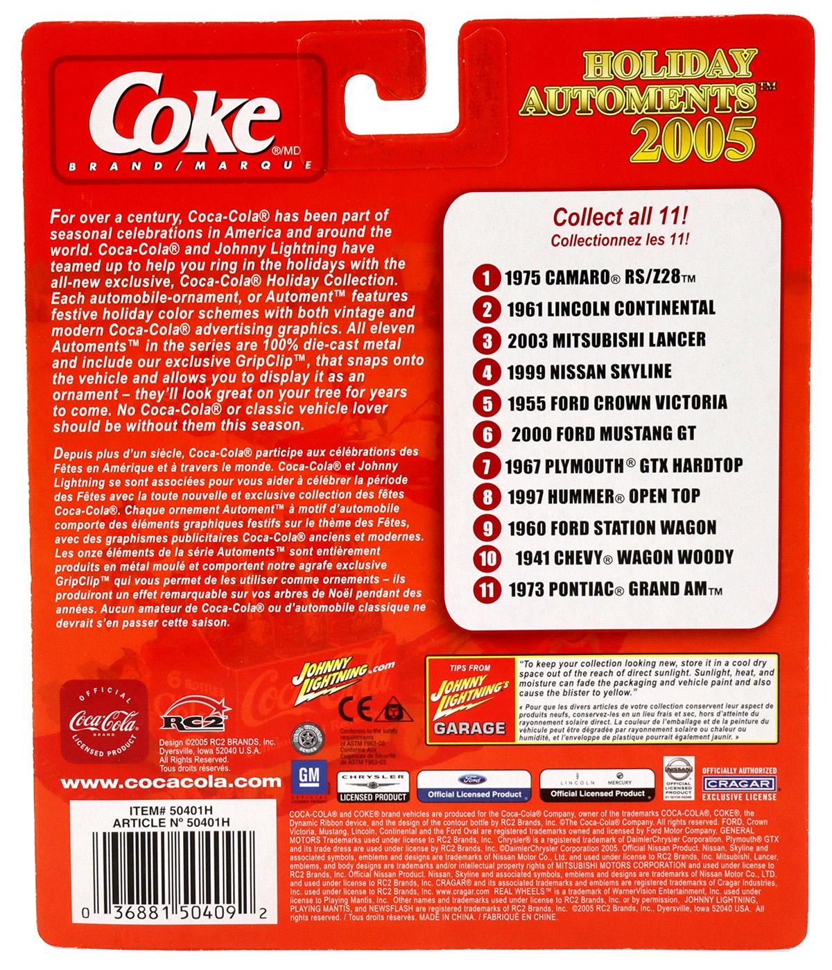 1:64 Johnny Lightning 1955 Ford Crown Victoria Coca Cola Brand Holliday Automents 2005