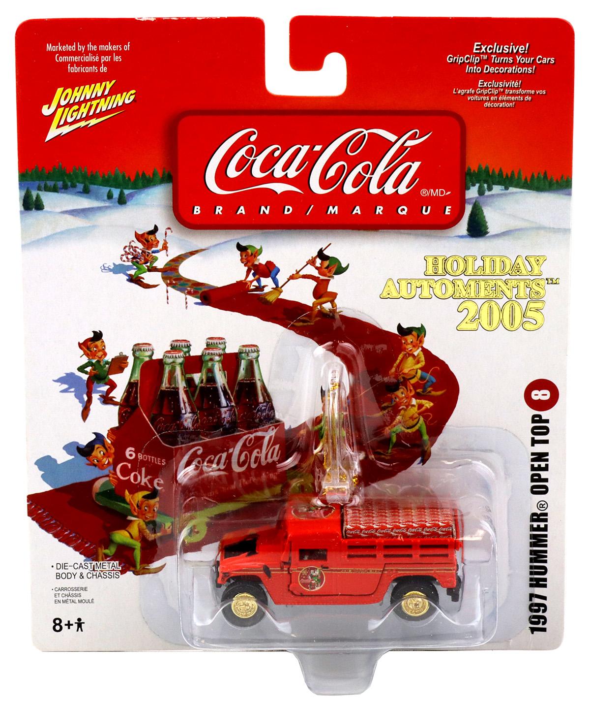 1:64 Johnny Lightning 1997 Ford Hummer Open Top red Holiday Automents 2005 Coca Cola Brand