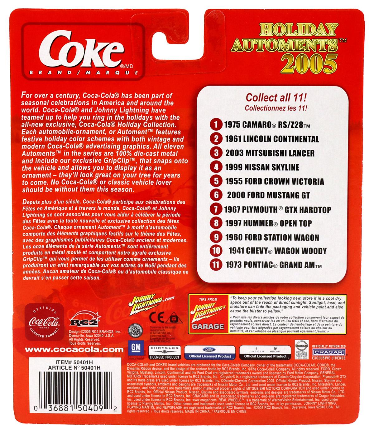 1:64 Johnny Lightning 1999 Nissan Skyline Dark green metallic Holiday Automents 2005 Coca Cola Brand
