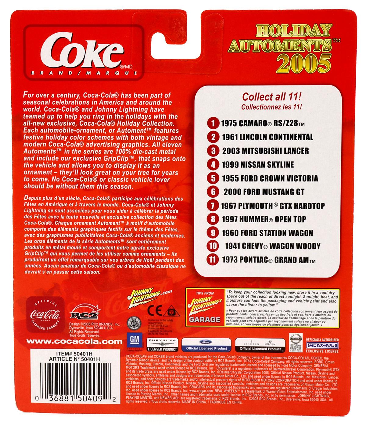 1:64 Johnny Lightning 200 Ford Mustang GT dark brown Metallic Holliday Automents 2005 Coca Cola Brand