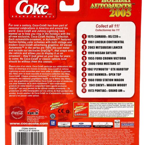 1:64 Johnny Lightning 1975 Camaro RS/Z28 blue metallic Holiday Automents 2005 Coca Cola Brand