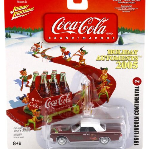 1:64 Johnny Lightning 1961 Lincoln Continental dark red/ white Holiday Automents 2005 Coca Cola Brand