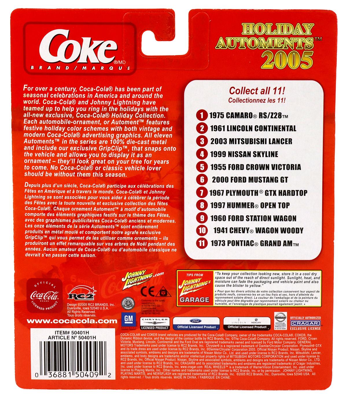 1:64 Johnny Lightning 1961 Lincoln Continental dark red/ white Holiday Automents 2005 Coca Cola Brand