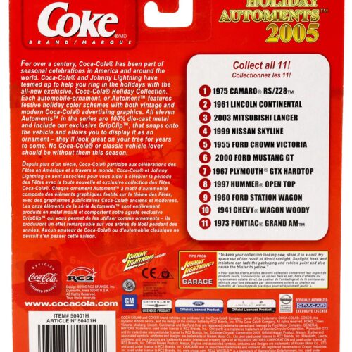 1:64 Johnny Lightning 2003 Mitsubishi Lancer light blue Holiday Automents 2005 Coca Cola Brand