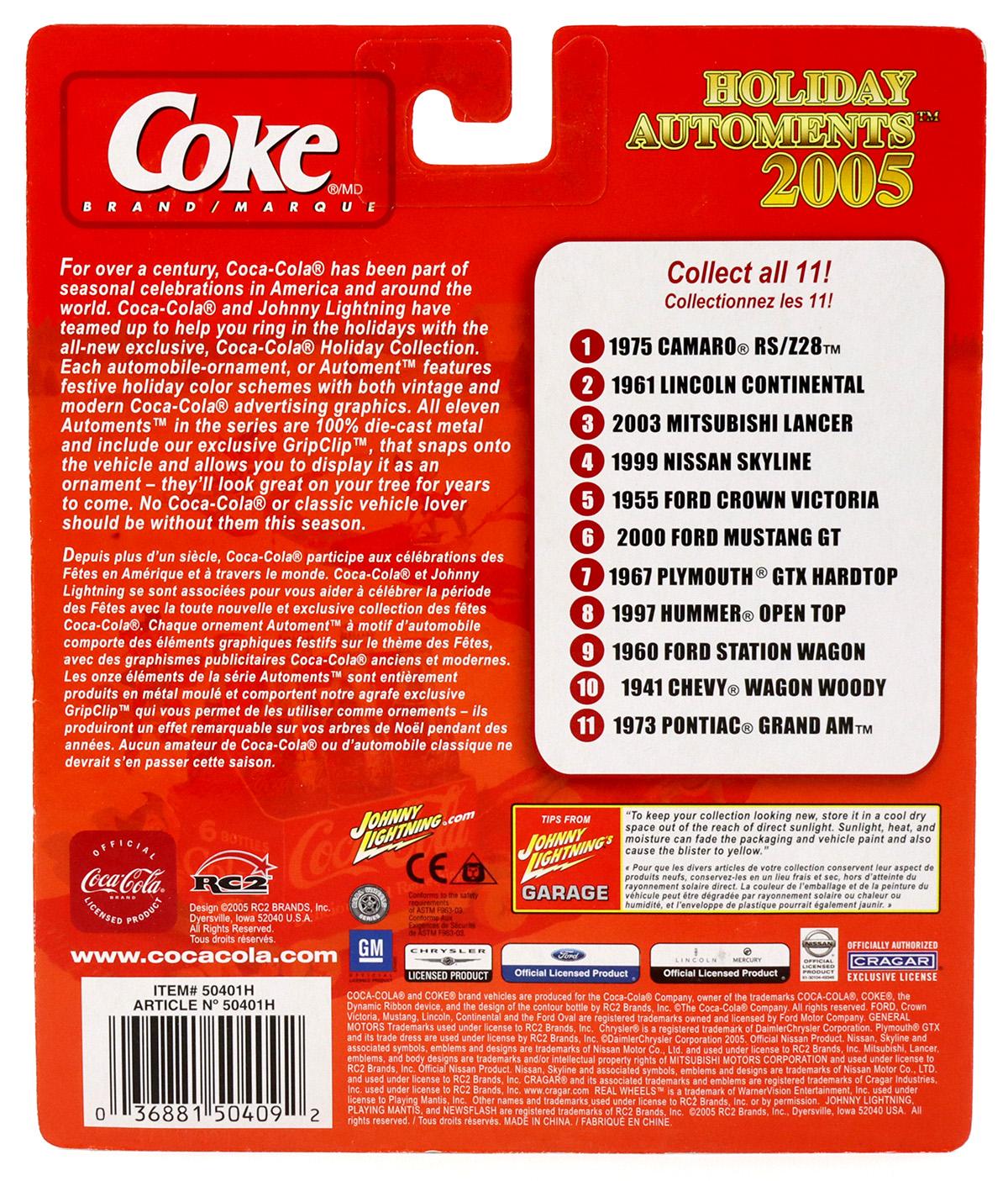 1:64 Johnny Lightning 2003 Mitsubishi Lancer light blue Holiday Automents 2005 Coca Cola Brand