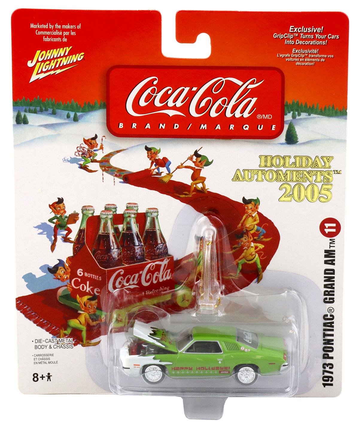 1:64 Johnny Lightning 1973 Pontiac Grand Am Holiday Automents 2005 Coca Cola Brand