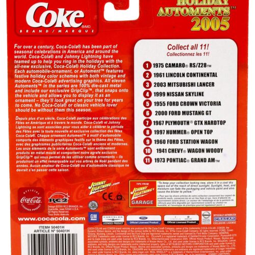 1:64 Johnny Lightning 1973 Pontiac Grand Am Holiday Automents 2005 Coca Cola Brand
