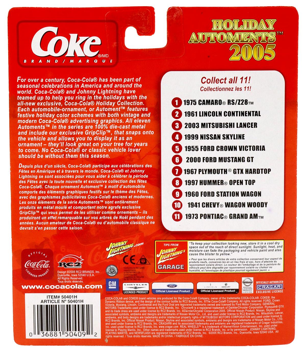 1:64 Johnny Lightning 1973 Pontiac Grand Am Holiday Automents 2005 Coca Cola Brand