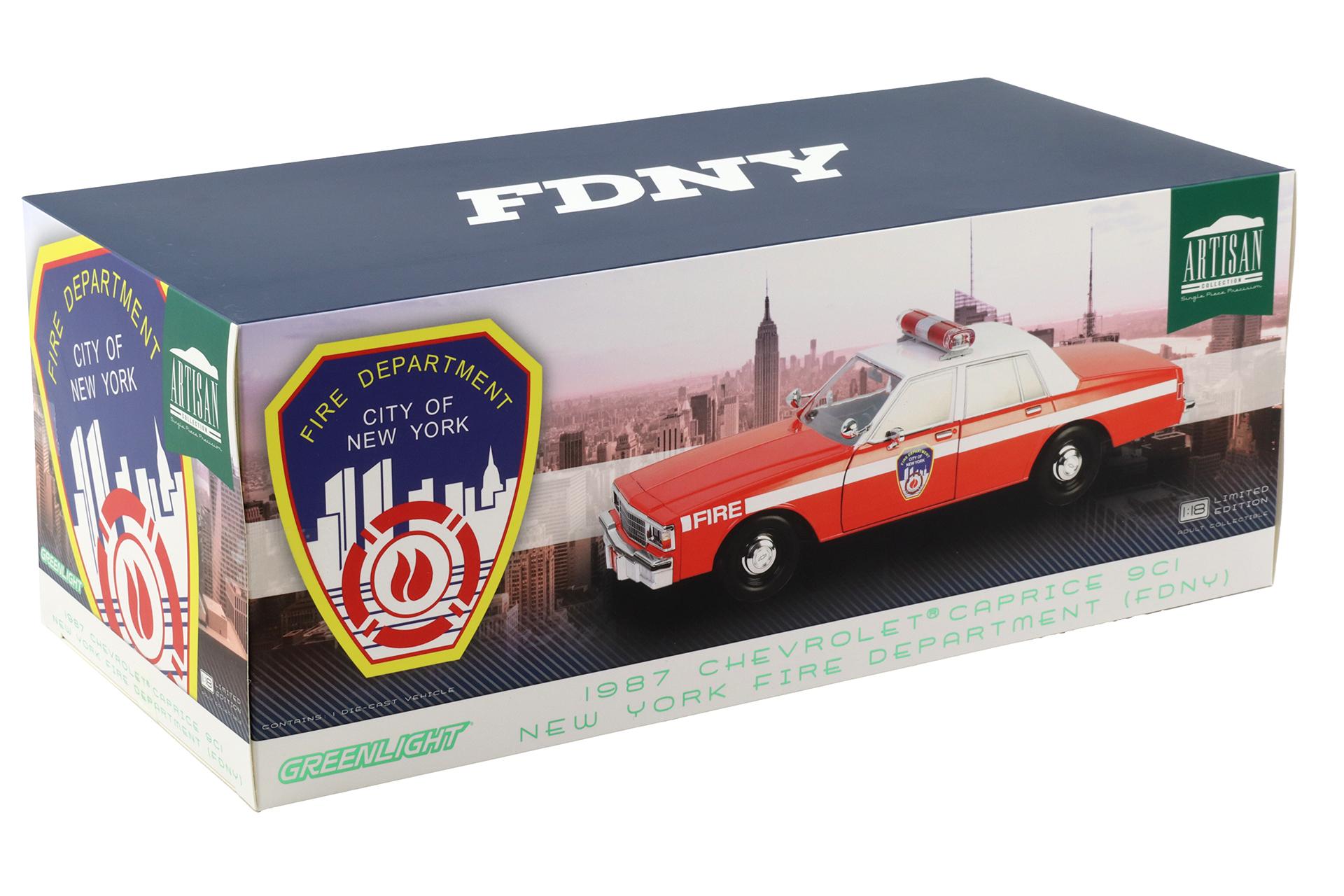 1:18 Greenlight 1987 Chevrolet Caprice 9CI FDNY New York Fire Department red
