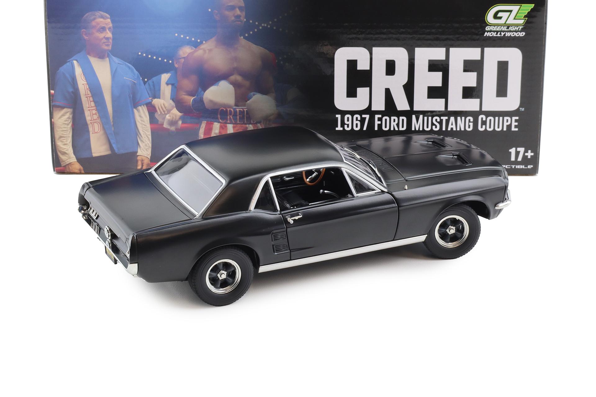1:18 Greenlight 1967 Ford Mustang Coupe CREED matt black
