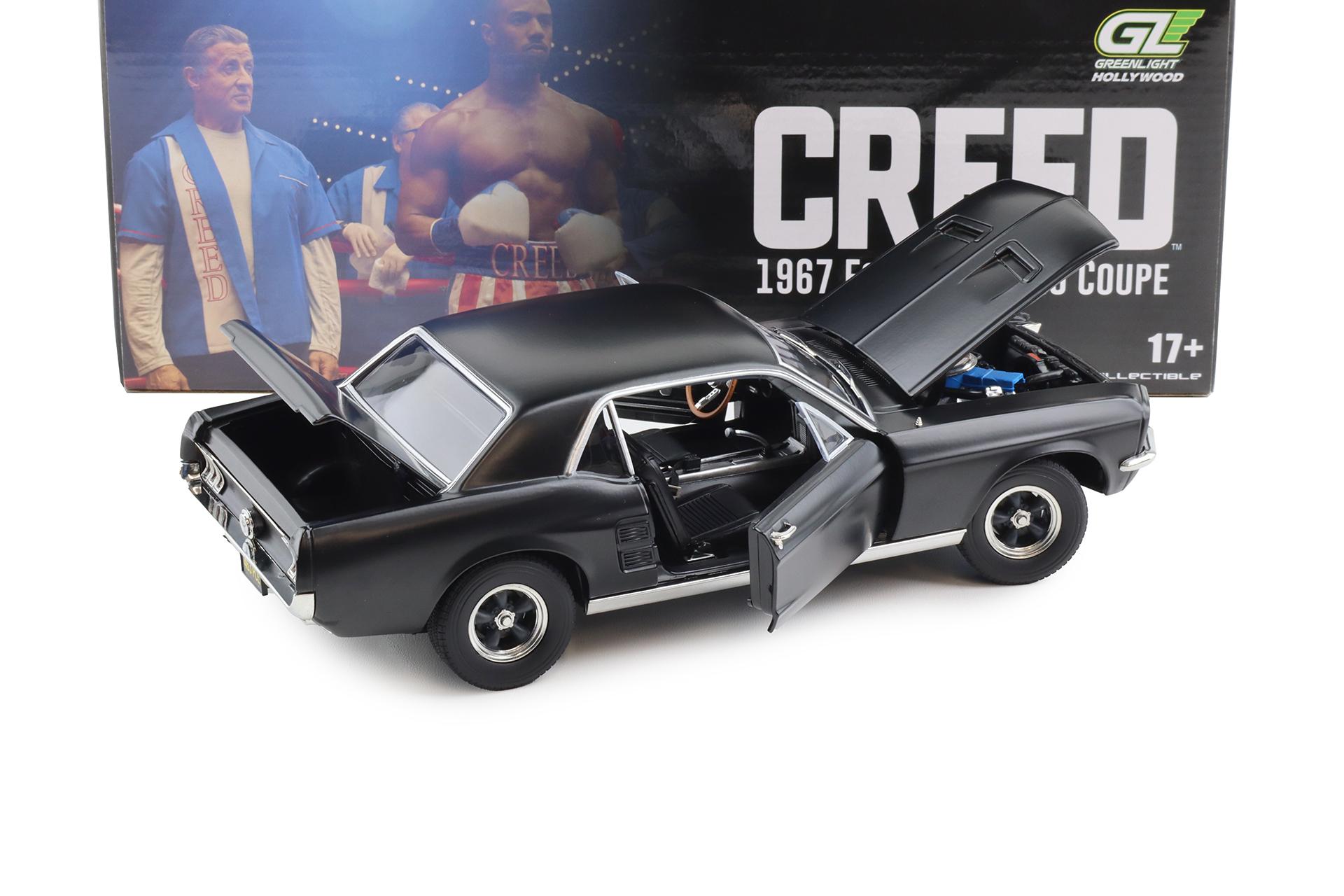 1:18 Greenlight 1967 Ford Mustang Coupe CREED matt black