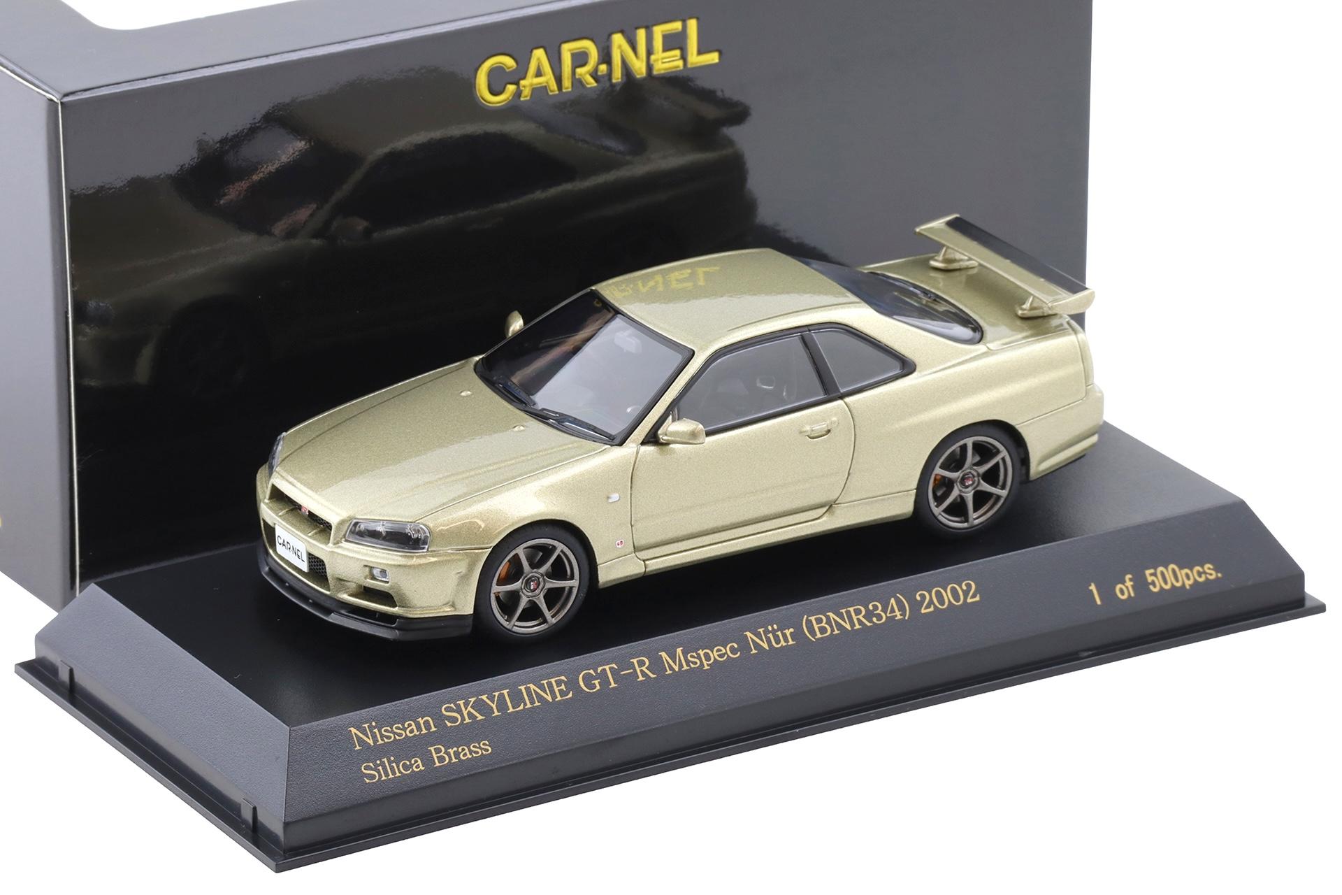 1:43 CAR-NEL by Kyosho Nissan Skyline GT-R (R34) M-SPEC II NÜR 2002 Silica Brass