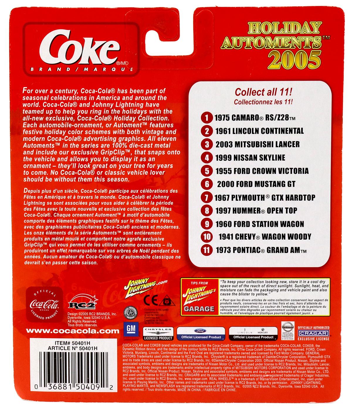 1:64 Johnny Lightning 1941 Chevy Wagon Woody Holiday Automents 2005 Coca Cola Brand
