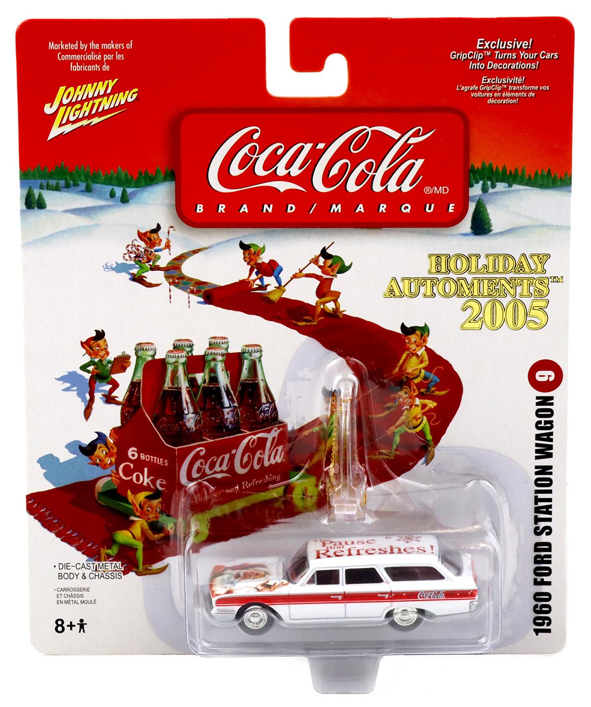 1:64 Johnny Lightning 1960 Ford Station Wagon white/ red Woody Holiday Automents 2005 Coca Cola BrandÂ 
