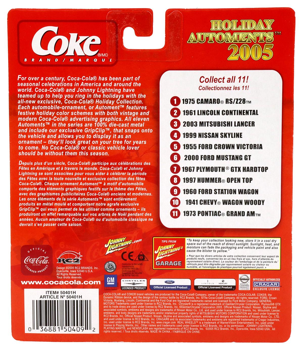 1:64 Johnny Lightning 1960 Ford Station Wagon white/ red Woody Holiday Automents 2005 Coca Cola BrandÂ 